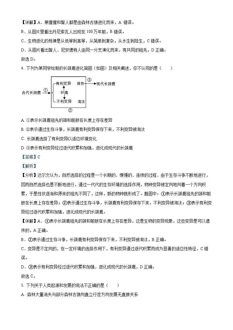 山东省菏泽市定陶区2023-2024学年八年级下学期期末生物学试题（解析版）03