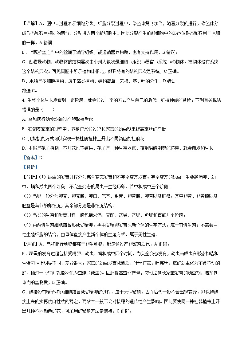 2024年四川省达州市中考生物真题（解析）第3页