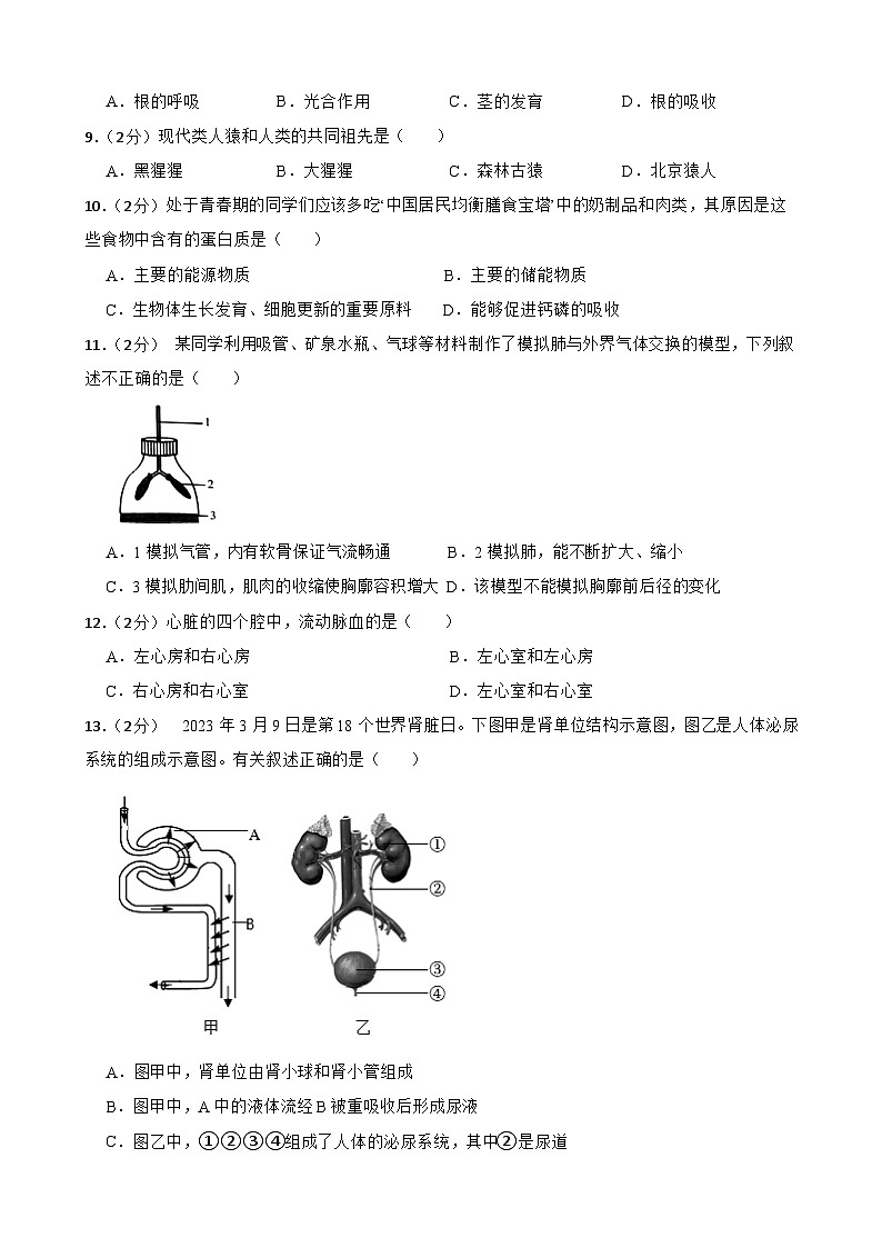 甘肃省武威市第十一中学2024-2025学年九年级上学期开学考试生物试卷第2页
