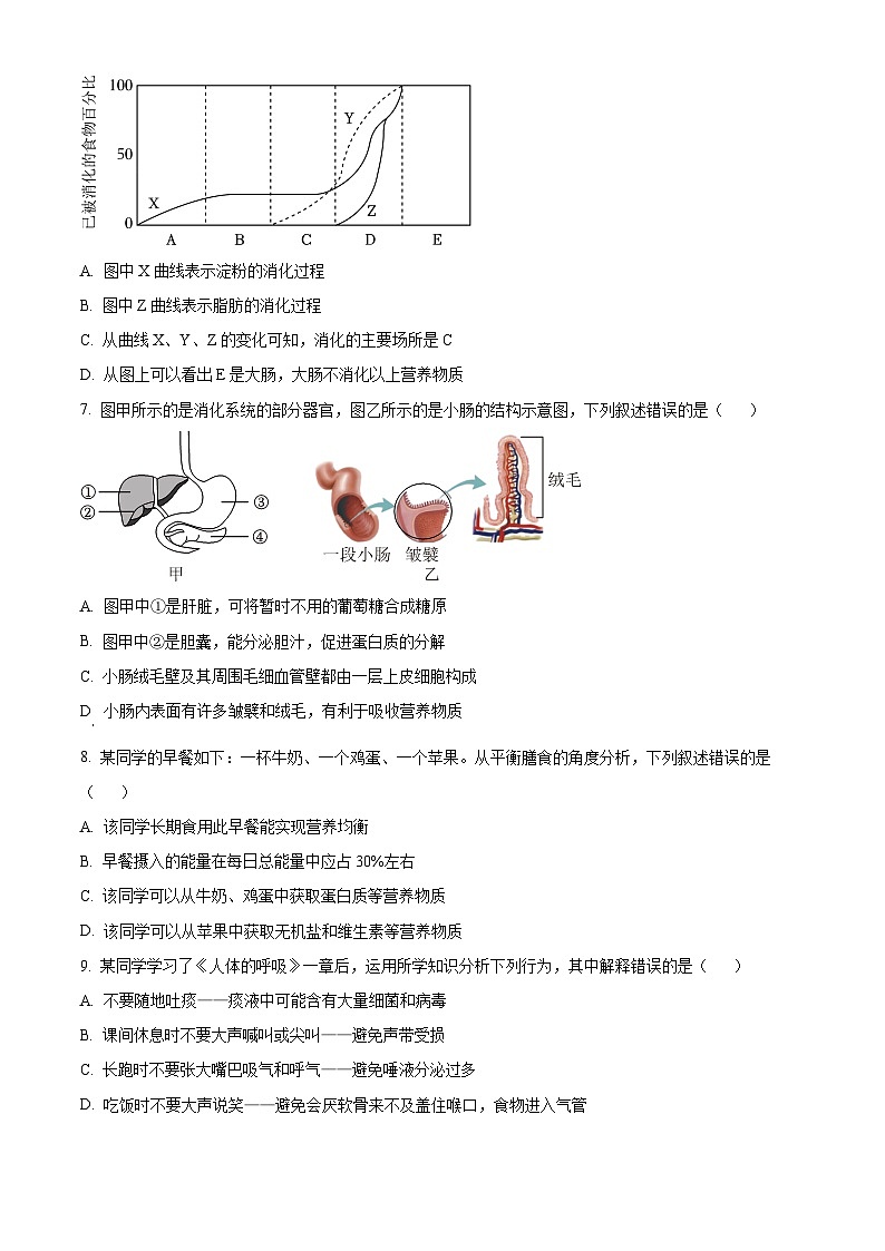 四川省宜宾市兴文县2023-2024学年七年级下学期期末生物学试题（原卷版）第2页