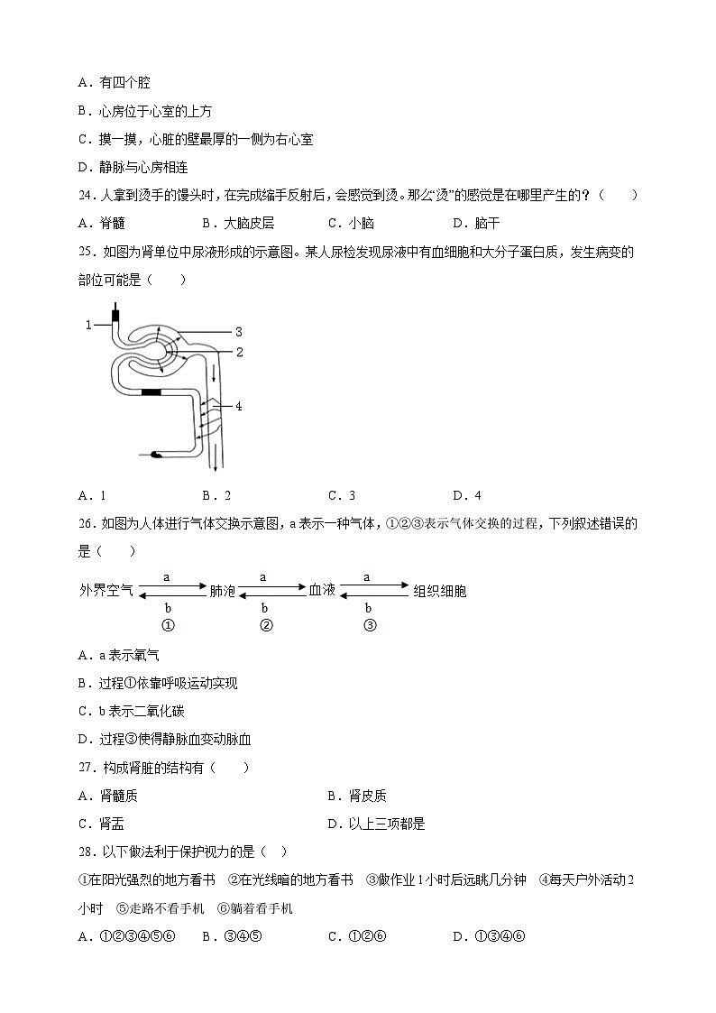 江苏省南京市玄武区2023-2024学年七年级下学期期末生物学试题（含答案解析）第3页
