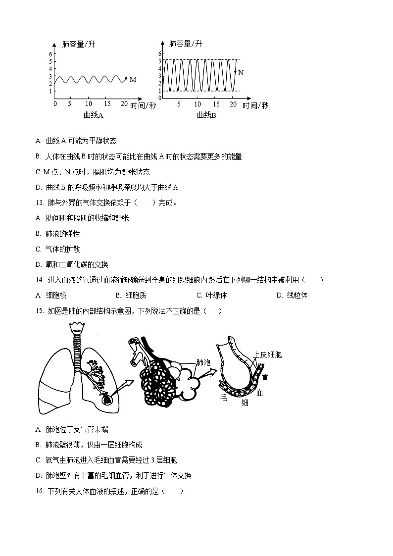 重庆市开州区云枫教育集团2023-2024学年七年级下学期期中生物试题（原卷版）03