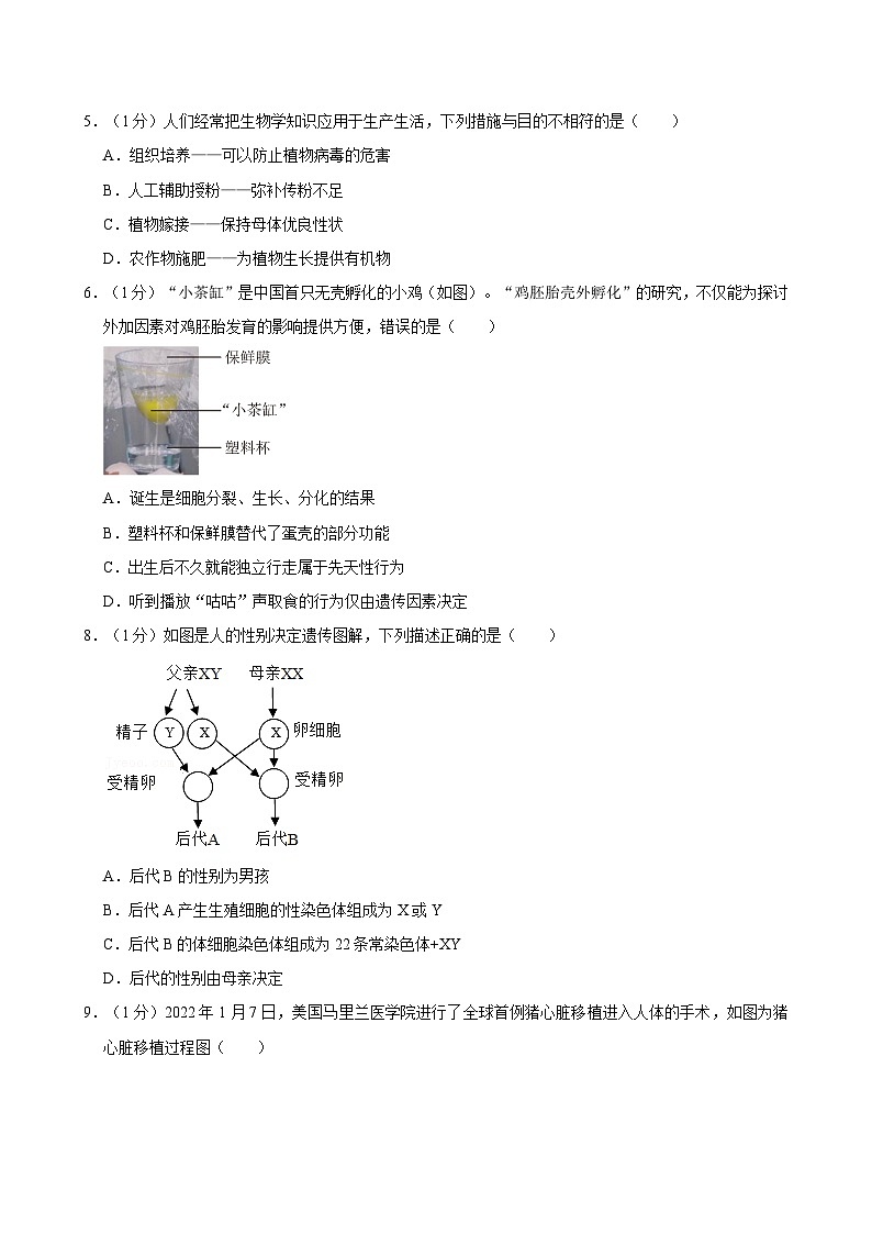 河南省开封三十一中2023-2024学年八年级下学期期末生物试卷02