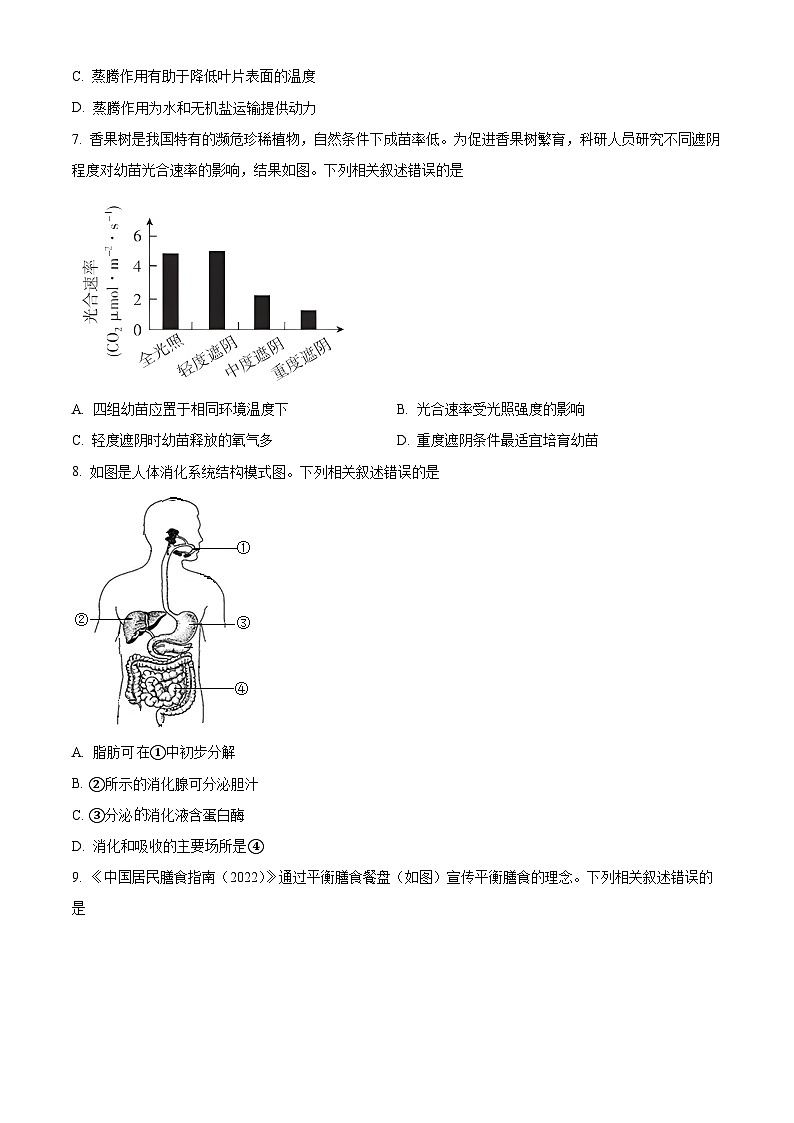 2024年北京市西城区中考真题生物真题02