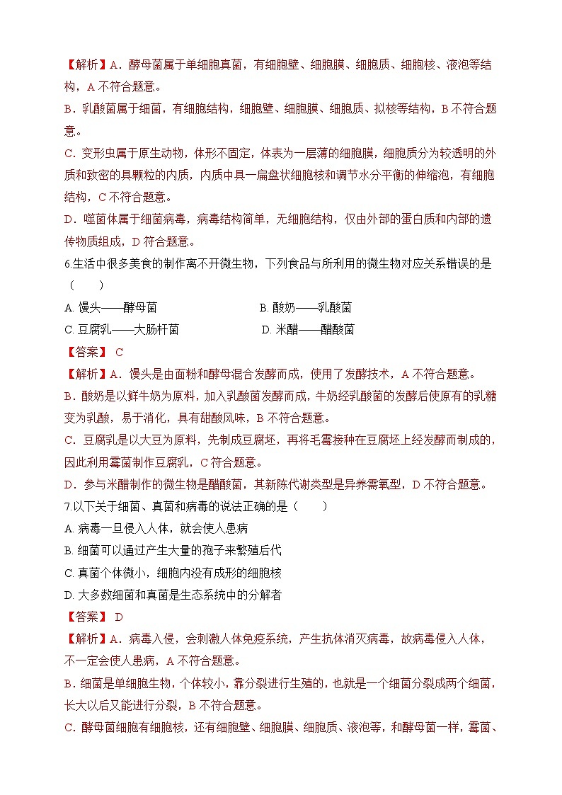 苏教版生物八上 5.14.3《神奇的微生物》课件+学案+练习（原卷版+解析卷）03