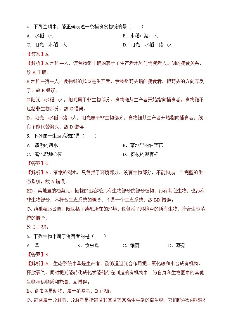 苏教版生物八上 7.19.1《生态系统的组成》课件+学案+练习（原卷版+解析卷）02