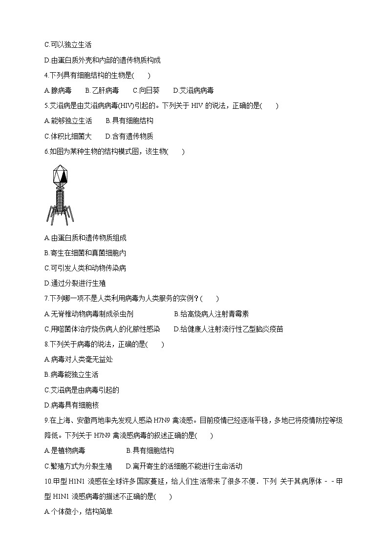 【新课标】冀少版生物八上5.1.2《病毒》课件+教案+学案03