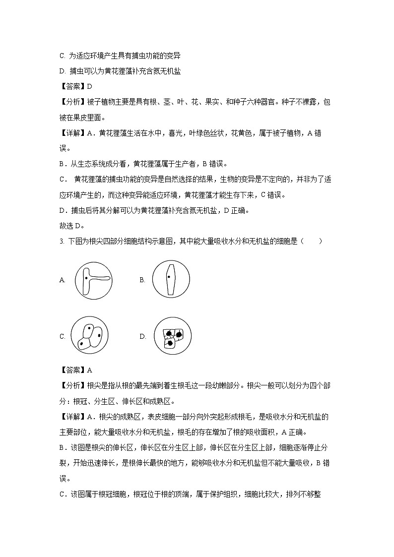 [生物]安徽省六安市霍邱县2023-2024学年八年级下学期5月月考试题(解析版)第2页