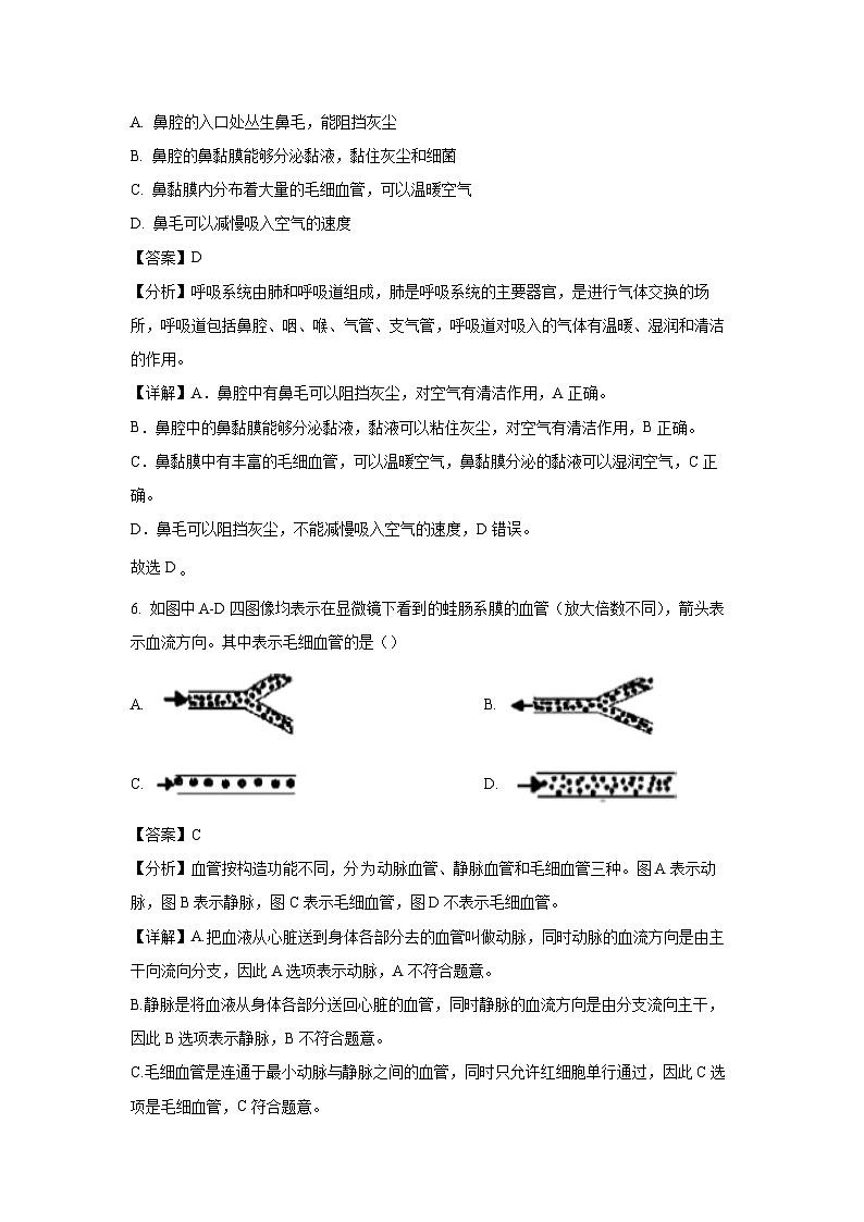[生物][期中]贵州省黔南布依族苗族自治州平塘县2023-2024学年七年级下学期期中试题(解析版)03