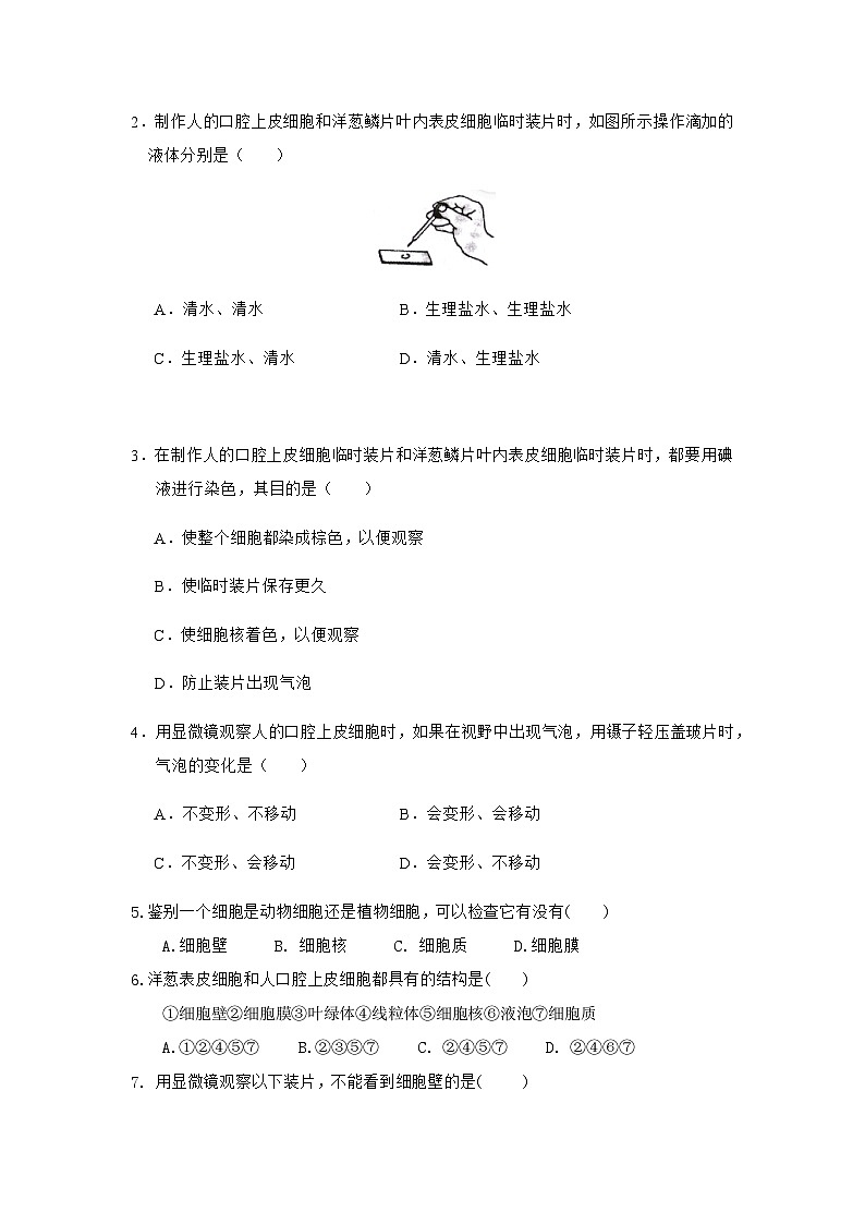 人教版（2024）初中生物学七年级上册1.2.3《动物细胞》课件＋教案+学案+分层练习02
