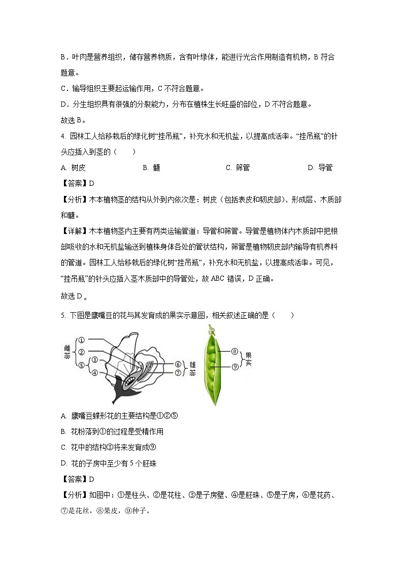 [生物]2024年江苏省盐城市亭湖区中考全真模拟试题(解析版)03