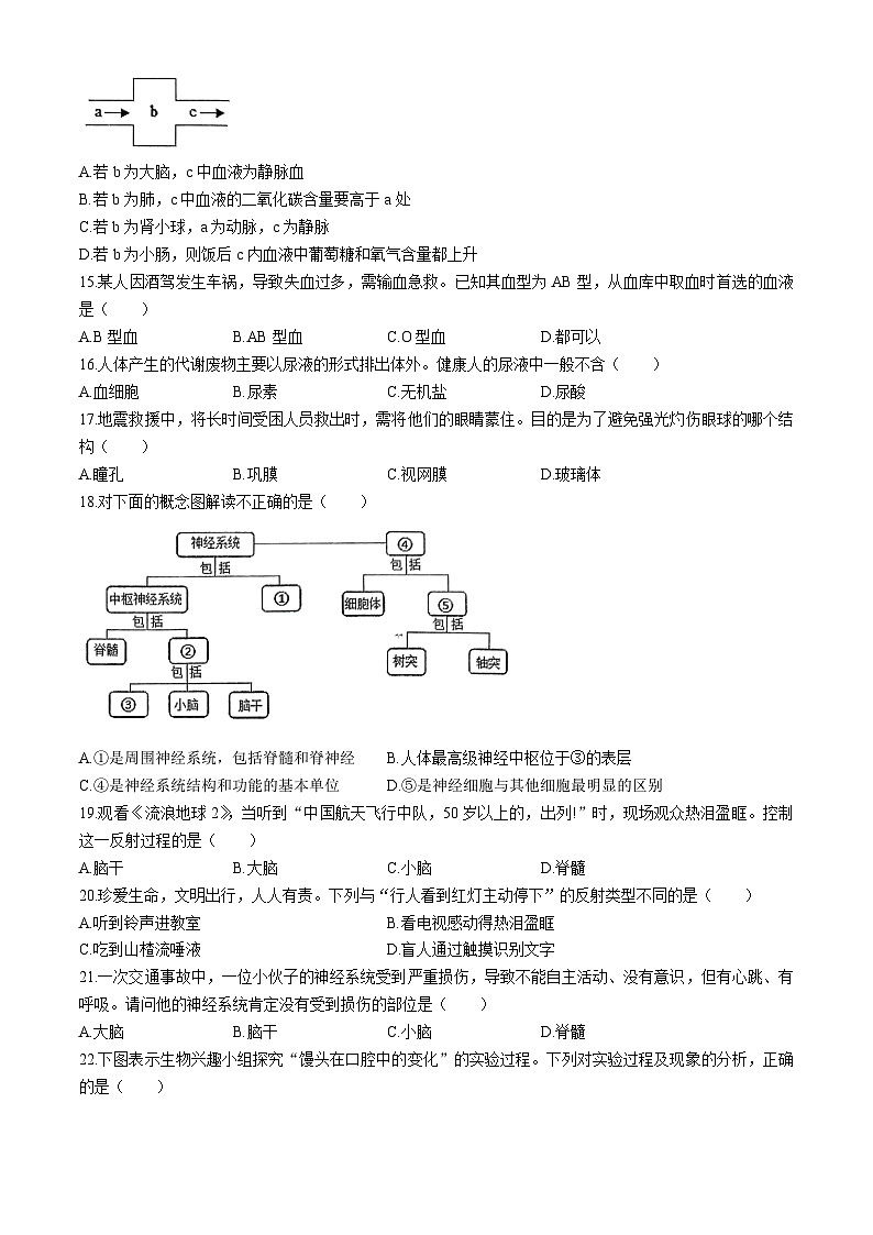 湖南省衡南县2023-2024学年七年级下学期期末考试生物试题(无答案)第3页