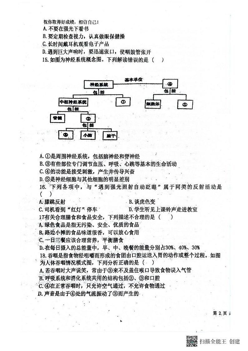 黑龙江省哈尔滨市双城区兆麟初级中学2024-2025学年八年级上学期开学生物试题第3页