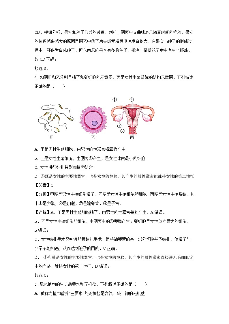 [生物][期末]山东省菏泽市曹县2023-2024学年八年级上学期期末试题(解析版)03