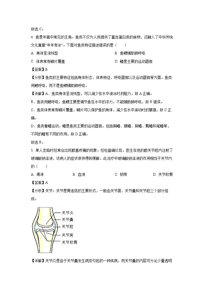 [生物][期末]河南省郑州市巩义市2023-2024学年八年级上学期期末试题(解析版)03