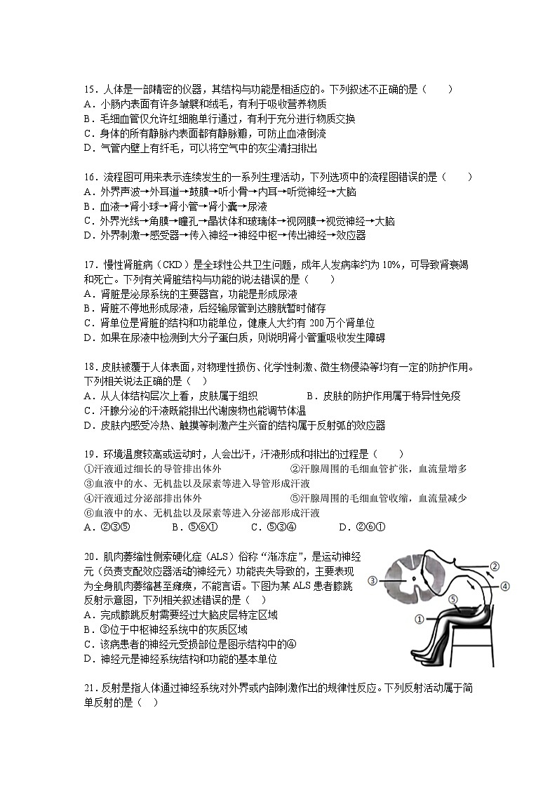 广东省惠州市第一中学教育集团2023-2024学年七年级下学期期末考试生物试题03