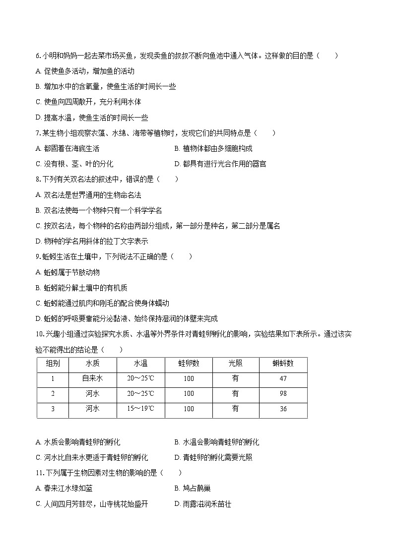 2023年江苏省镇江市润州区中考生物二模试卷第2页