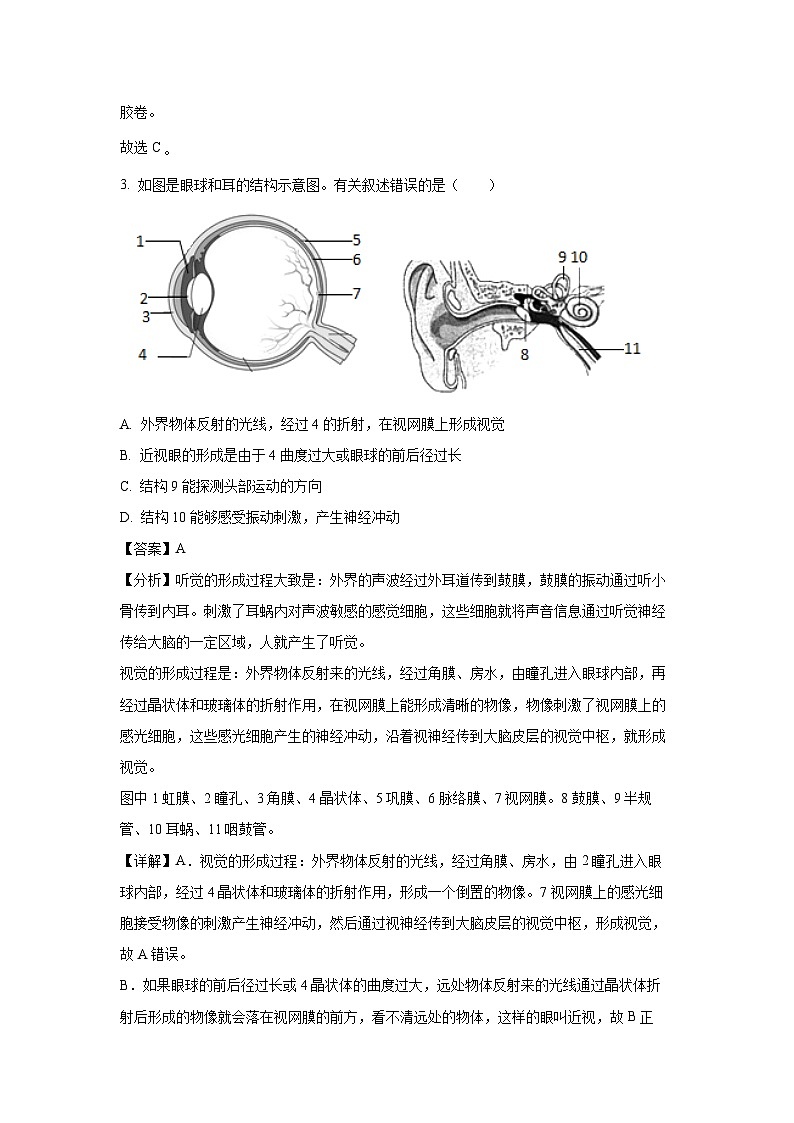 [生物][期末]山东省济宁市北湖区2023-2024学年七年级下学期期末试题(解析版)第2页