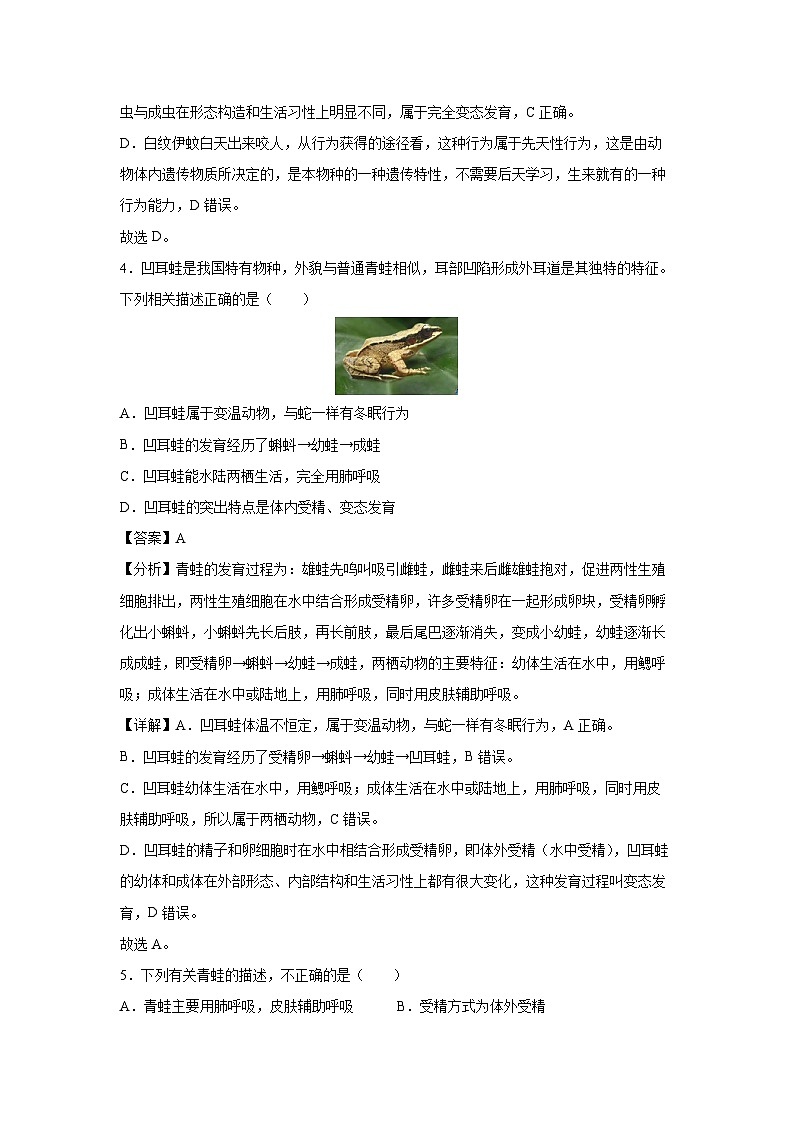 【生物】北京市2024-2025学年八年级上学期期中冲刺卷01（解析版）第3页