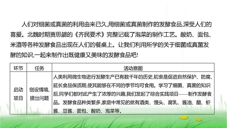 人教版七年级生物上册综合实践项目2利用细菌或真菌制作发酵食品课件02