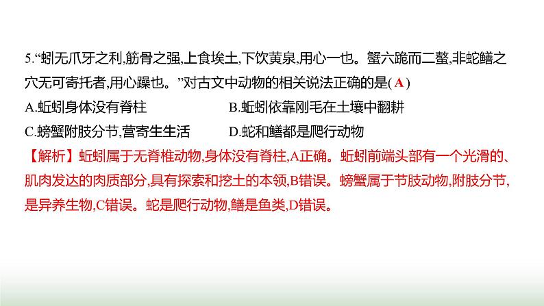 人教版八年级生物上册月考提升测评卷(一)课件第6页