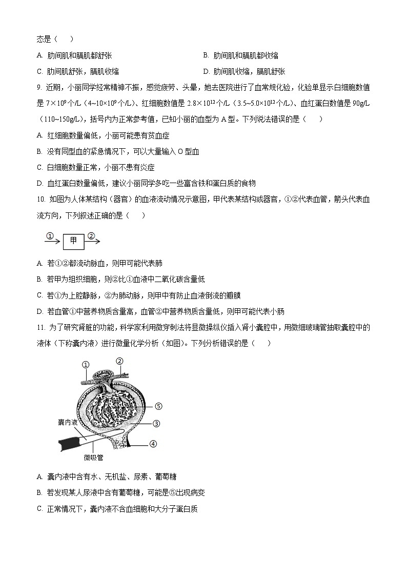 2024年山东省聊城市中考生物真题（原卷版）第3页