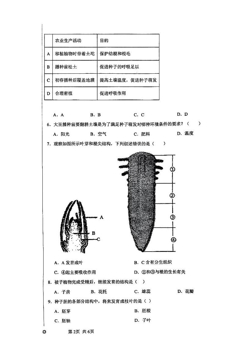 山东省枣庄市峄城区东方学校2024-2025学年八年级上学期10月生物月考卷02