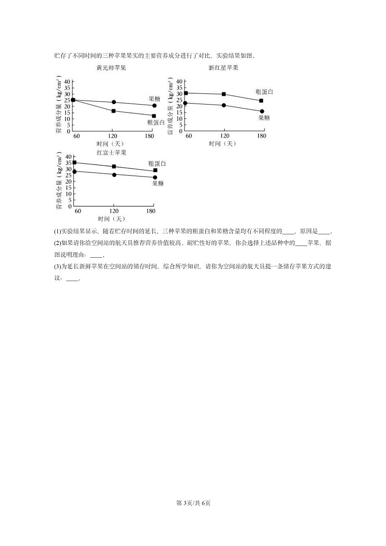 [生物]2024北京重点校初一上学期期末真题分类汇编：绿色植物的呼吸作用第3页