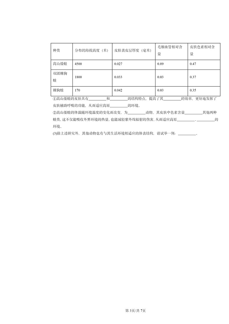 [生物]2022～2024北京重点校初二上学期期末真题分类汇编：两栖动物和爬行动物03