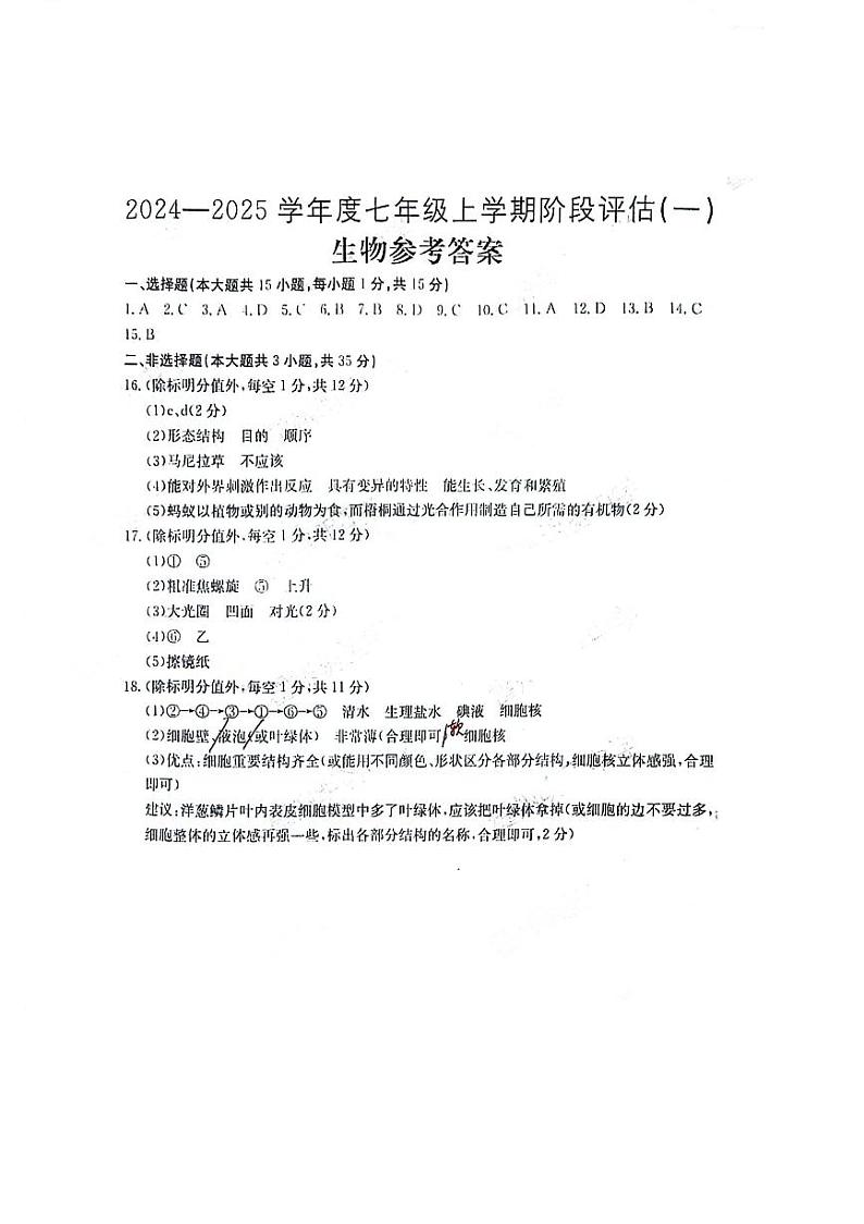生物答案第1页
