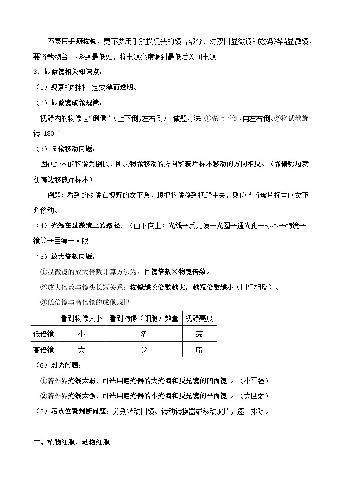 人教版（2024新版）七年级上册生物期末复习全册知识点提纲03