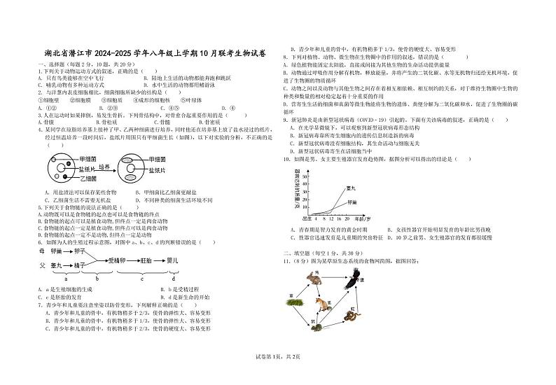 生物月考10月第1页