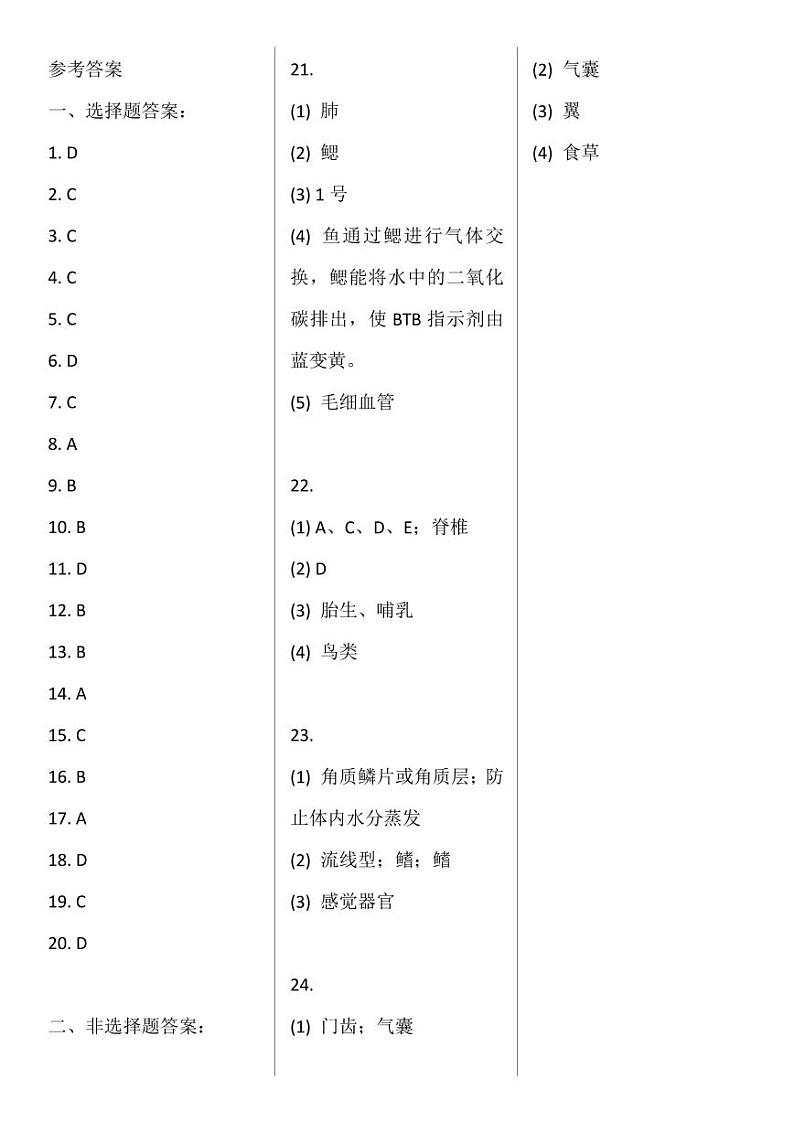 安徽省六安市金安区六安皋城中学2024-2025学年八年级上学期10月月考生物试题01