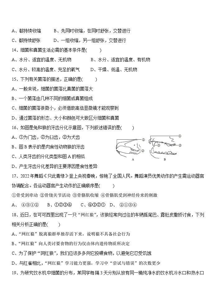 四川省自贡市蜀光绿盛实验学校2024-2025学年八年级上学期10月月考生物试题第3页