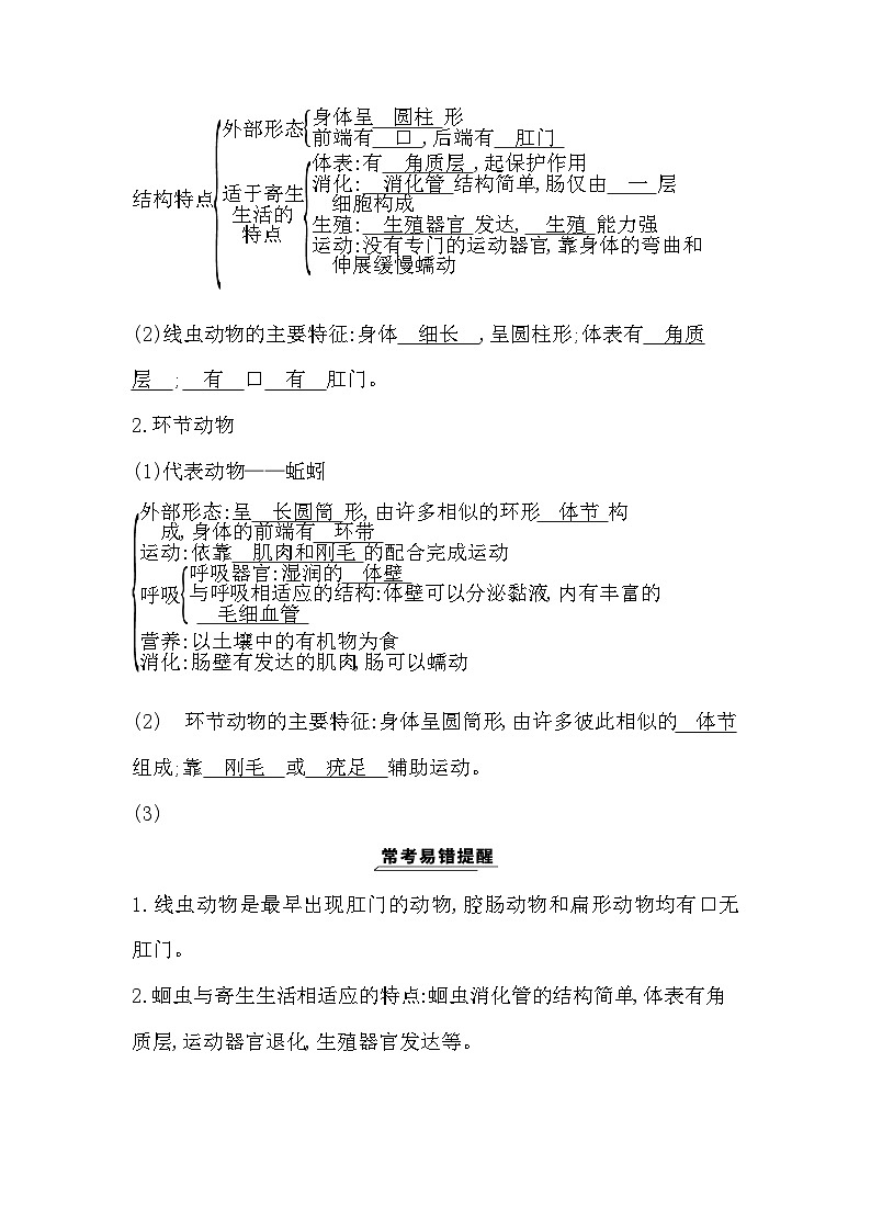 人教版八年级上册生物期末复习全册背记知识点提纲第3页