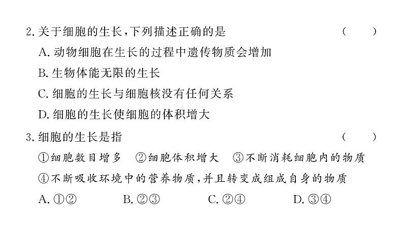 1.3.1细胞通过分裂产生新细胞 习题课件--2024-2025学年人教版（2024）生物七年级上册第6页