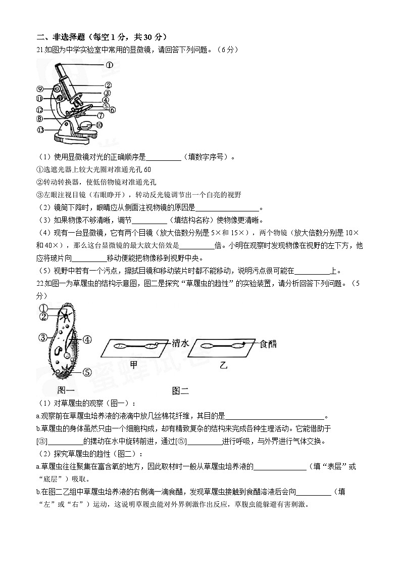 吉林省吉林市第五中学2024-2025学年七年级上学期期中测试生物试卷第3页