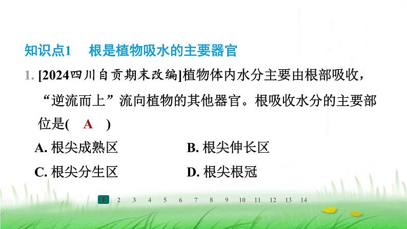 冀少版八年级生物上册第三单元第二节根对水分的吸收课件第2页