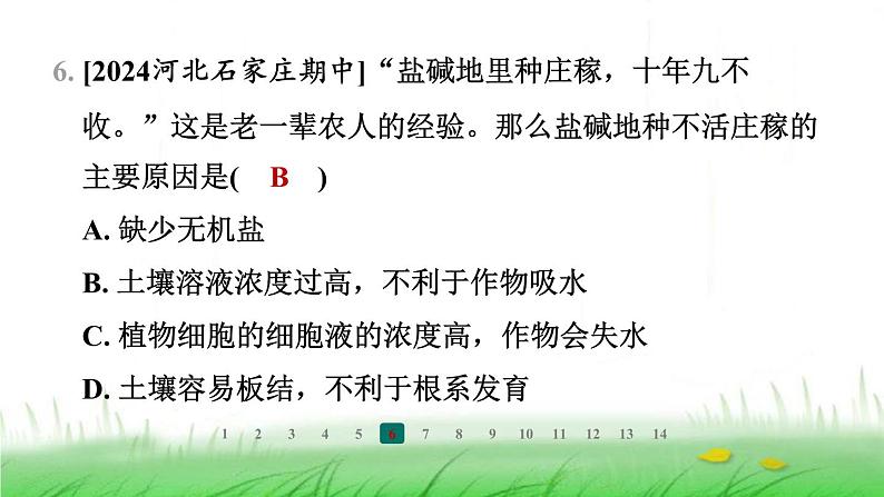 冀少版八年级生物上册第三单元第二节根对水分的吸收课件第7页