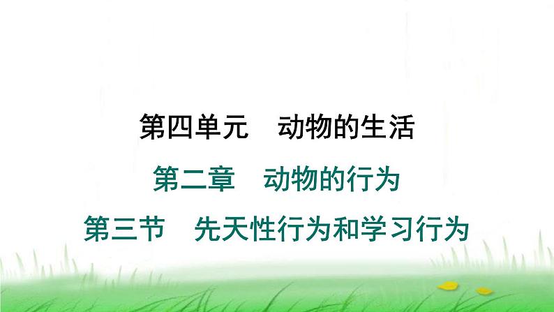 冀少版八年级生物上册第四单元第三节先天性行为和学习行为课件第1页