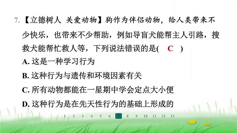 冀少版八年级生物上册第四单元第三节先天性行为和学习行为课件第8页