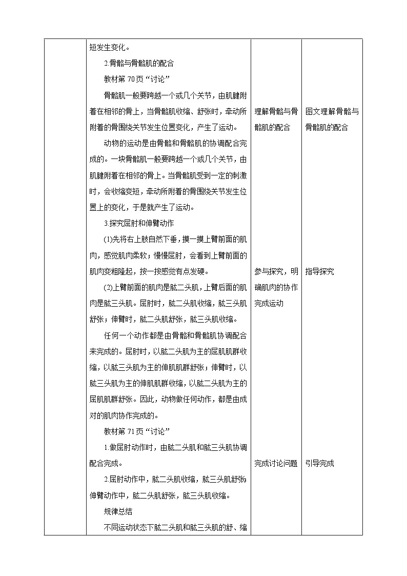 【新课标】冀少版生物八上4.1.2《运动的完成》教案第2页