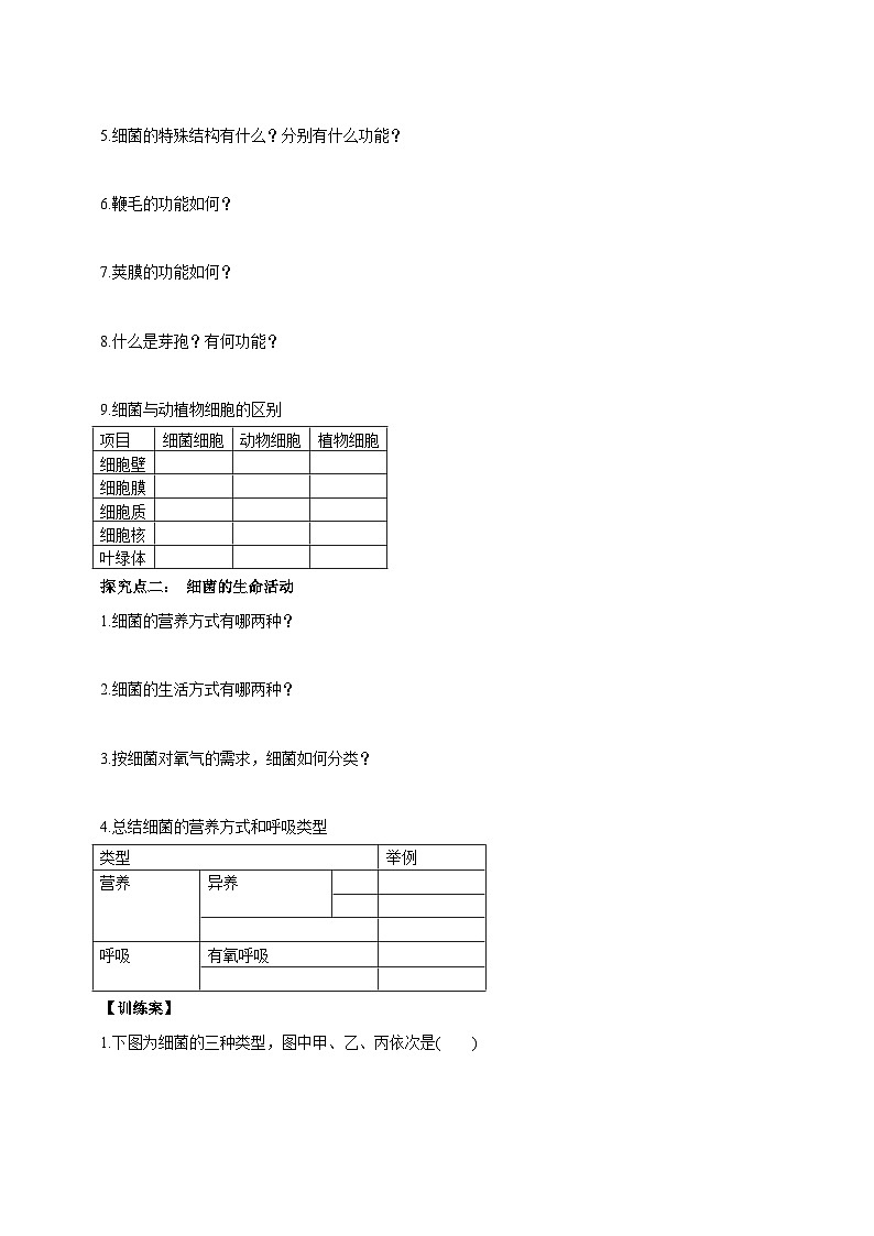 【新课标】冀少版生物八上5.1.1《细菌》第1课时 学案第2页