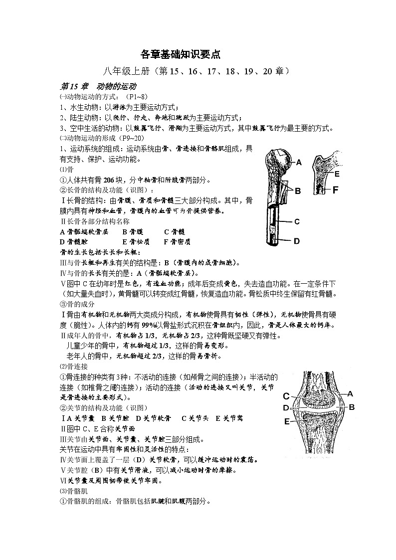 最新人教版八上生物期末复习知识点提纲专项训练第1页
