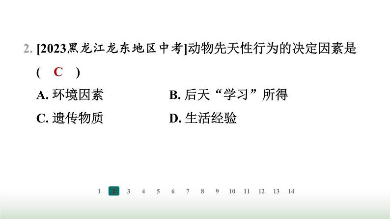 冀少版八年级生物上册专项突破4动物的运动与行为课件第3页