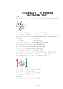 2024北京重点校初一下学期期中真题生物分类汇编：人体内的物质运输（京改版）