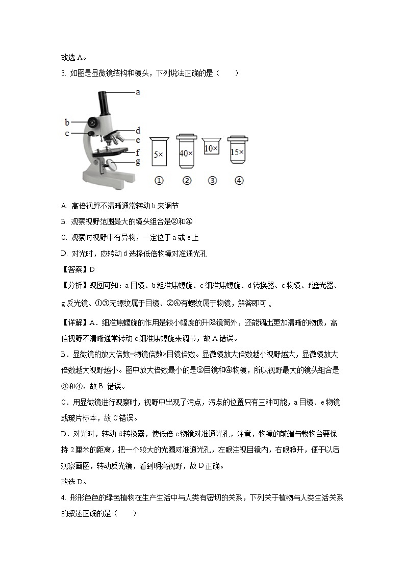 山东省菏泽市曹县2023-2024学年七年级上学期期末生物试题（解析版）第2页