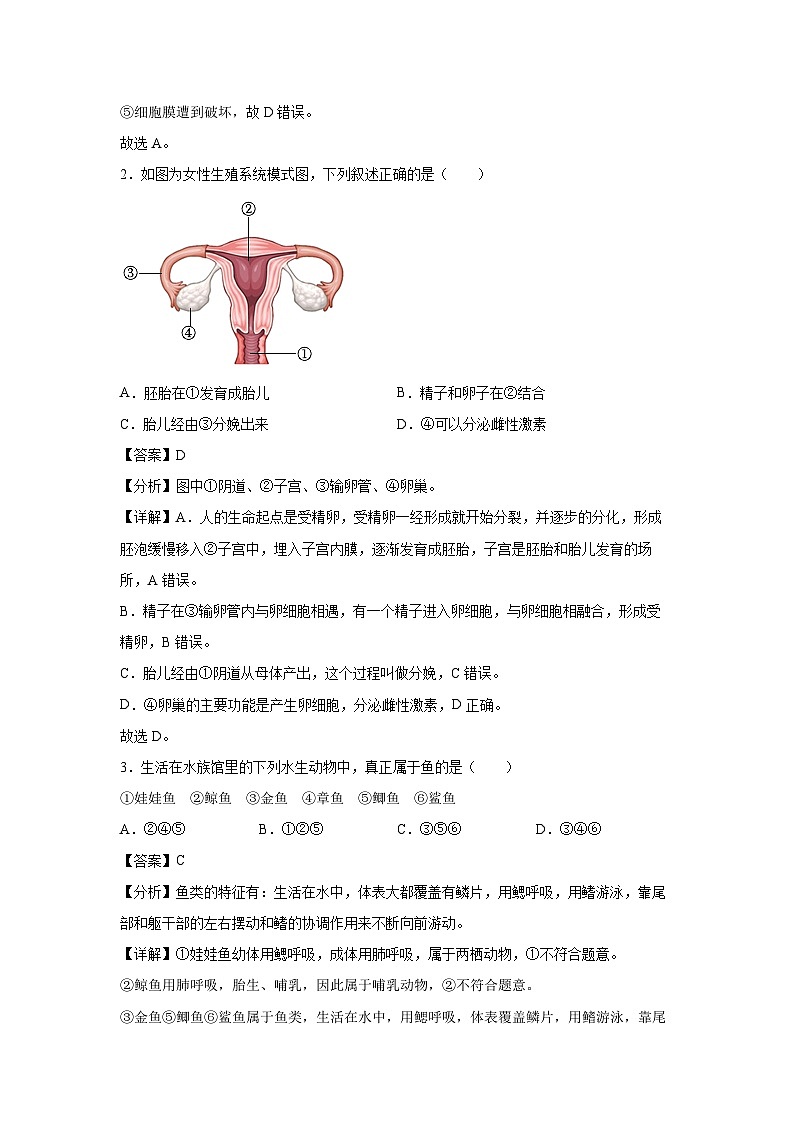 卷05-备战2024年中考生物全真模拟押题卷（辽宁卷）生物试卷（解析版）第2页