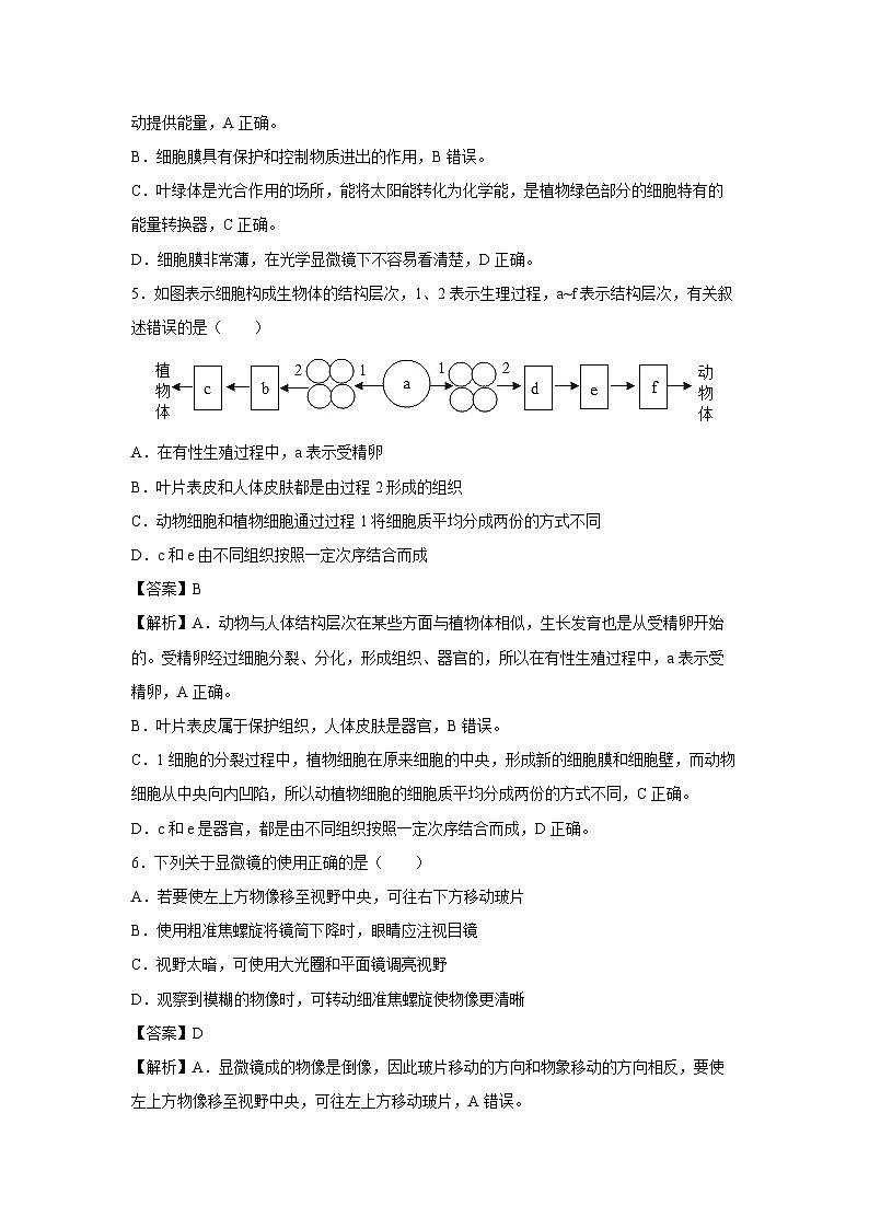 2024年深圳中考模拟测二生物试卷（解析版）第3页