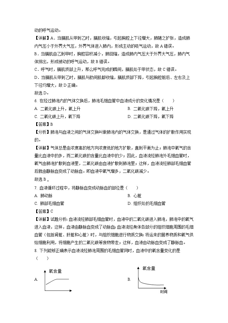辽宁省辽阳市2023-2024学年七年级下学期期中生物试卷(解析版)03